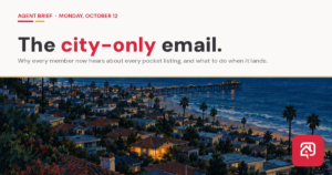 Agent Brief hero — the city-only email